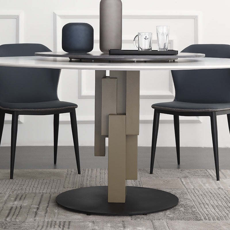 Hard Rock Sintered Stone Round Dining Table with Lazy Susan / Ceramic /1m 1.2m 1.35m