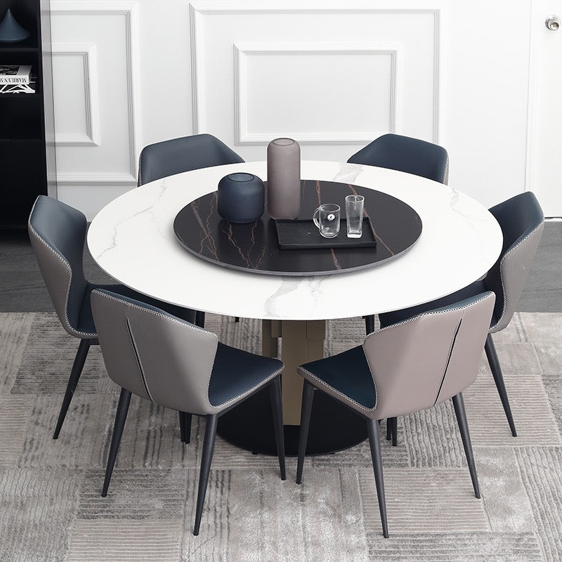 Hard Rock Sintered Stone Round Dining Table with Lazy Susan / Ceramic /1m 1.2m 1.35m