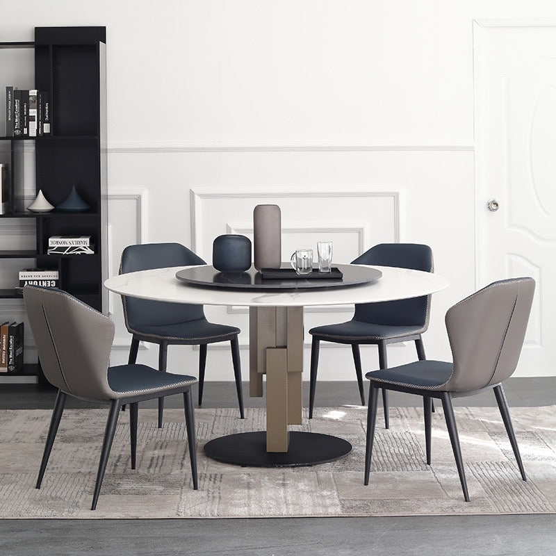 Hard Rock Sintered Stone Round Dining Table with Lazy Susan / Ceramic /1m 1.2m 1.35m