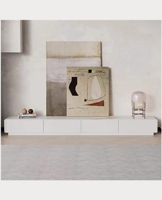 LUCIA TV Stand White Sintered Stone Top Entertainment Unit/Mordern/TV Unit/Steel