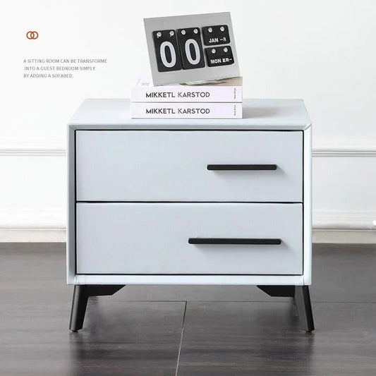 TOBIAS Luxurious Leather Bedside Table/Modern Light Blue/Nightstand 4033