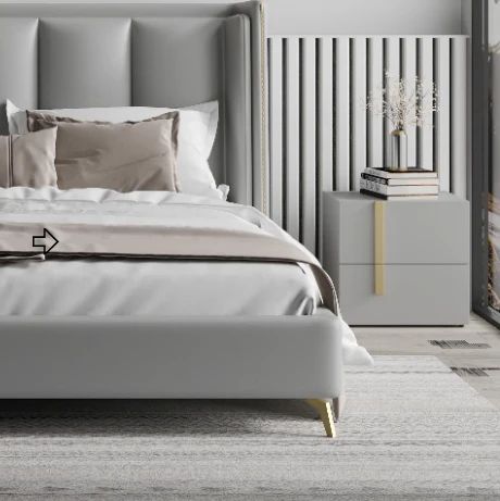 YORDEN Modern Space Grey Bedside Table/Minimalist/Mordern/Nightstand