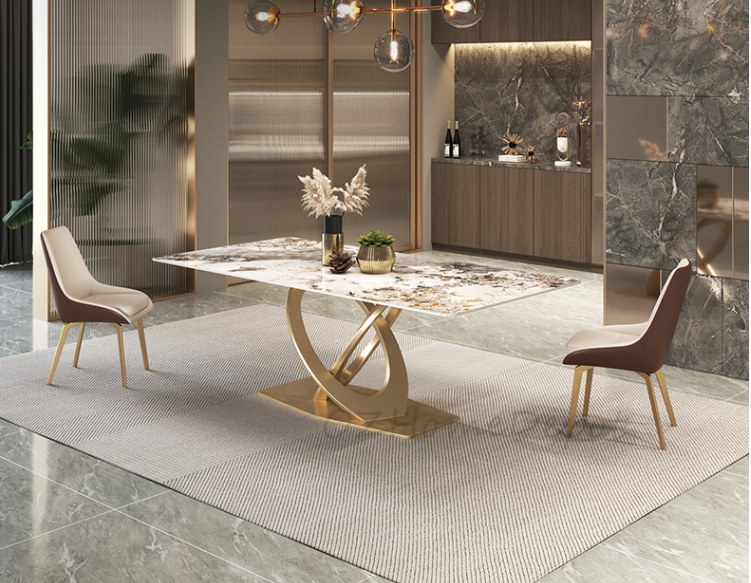 Coeus Rectangular Pandora Ceramic Tabletop Dining Table/Steel Legs/| Sintered Stone 9067