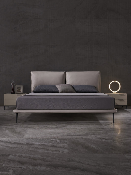 Elephant Ear Luxurious Leather Bed Frame/Premium calf leather/Carbon steel legs/King/Queen