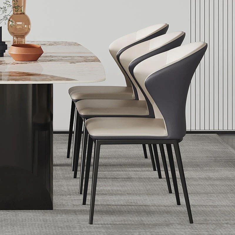 Atencio Luxury PU Leather Dining Chair Grey Color/Nordic/Steel Legs