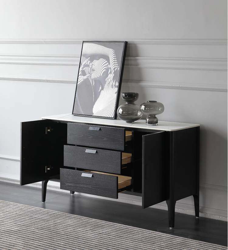 DERIAN Buffet Sideboard Cabinet with Marble top/Mordern/Minimalist/Pine Timber