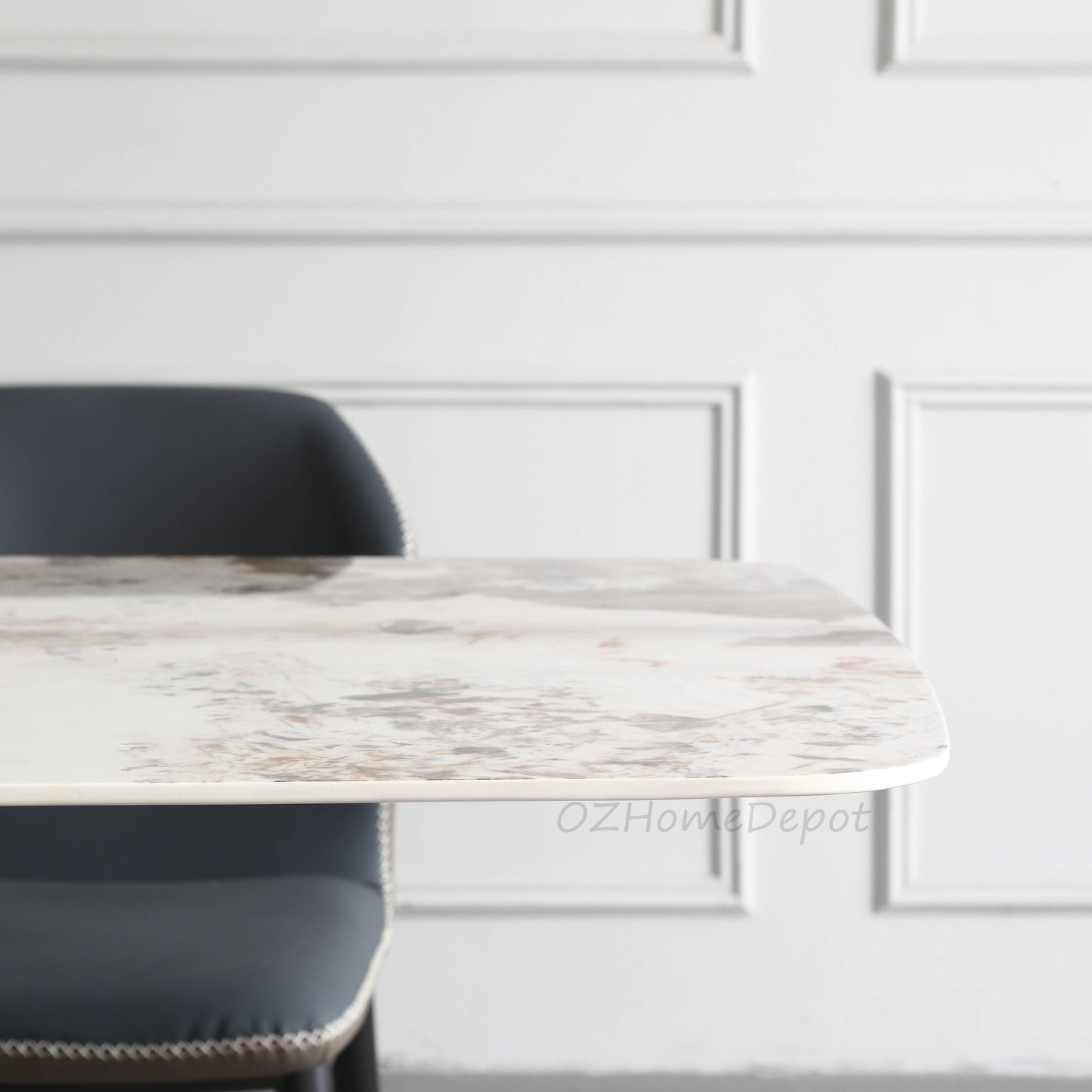 Lupika Marble Paint Sintered Stone Top Long Dining Table with Chairs Set