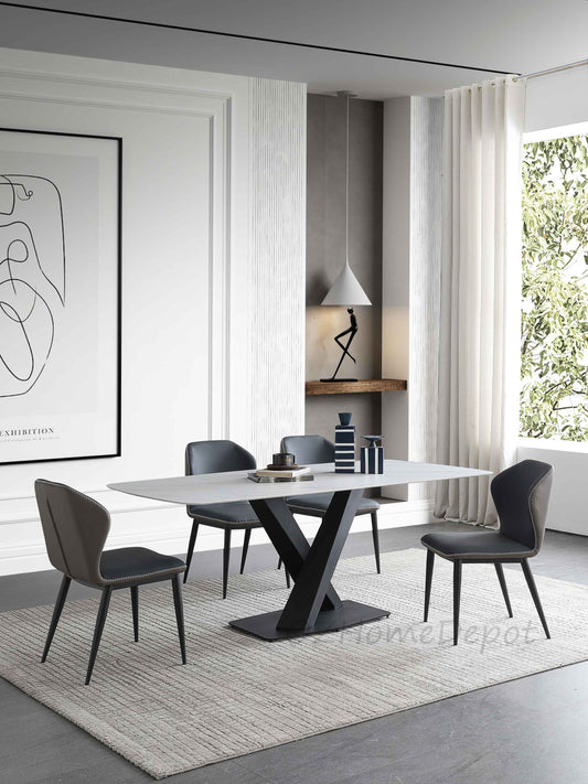 Lupika Marble Paint Sintered Stone Top Long Dining Table180cm 200cm 220cm 240cm