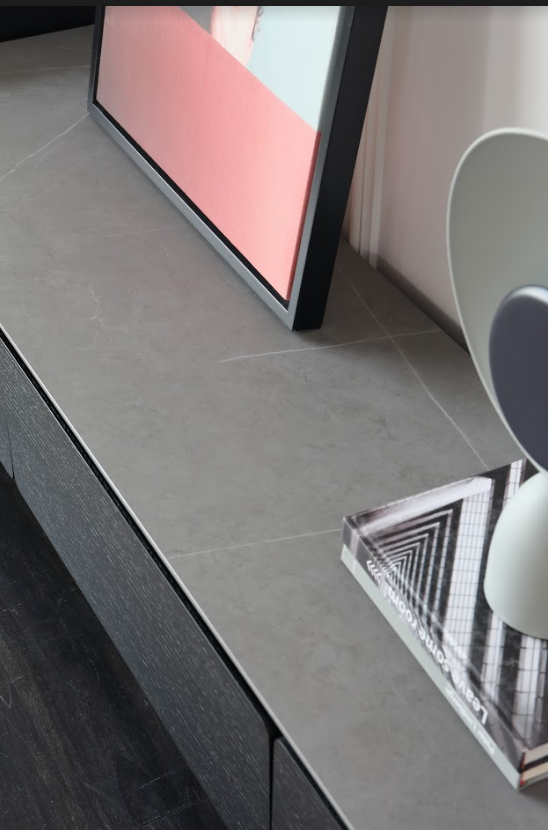ELLA Entertainment TV Unit-200cm Sintered Stone Top/ Smoke Ash Black
