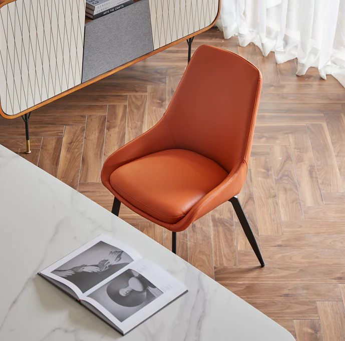 Chou Luxury PU Leather Dining Chair/Nordic/Modern/Grey/Orange