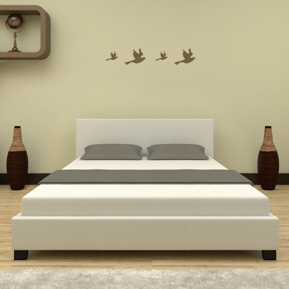 NEO Modern Design PU Leather Bed Frame White Double | Queen