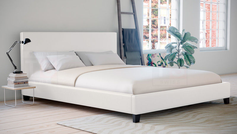 NEO Modern Design PU Leather Bed Frame White Double | Queen