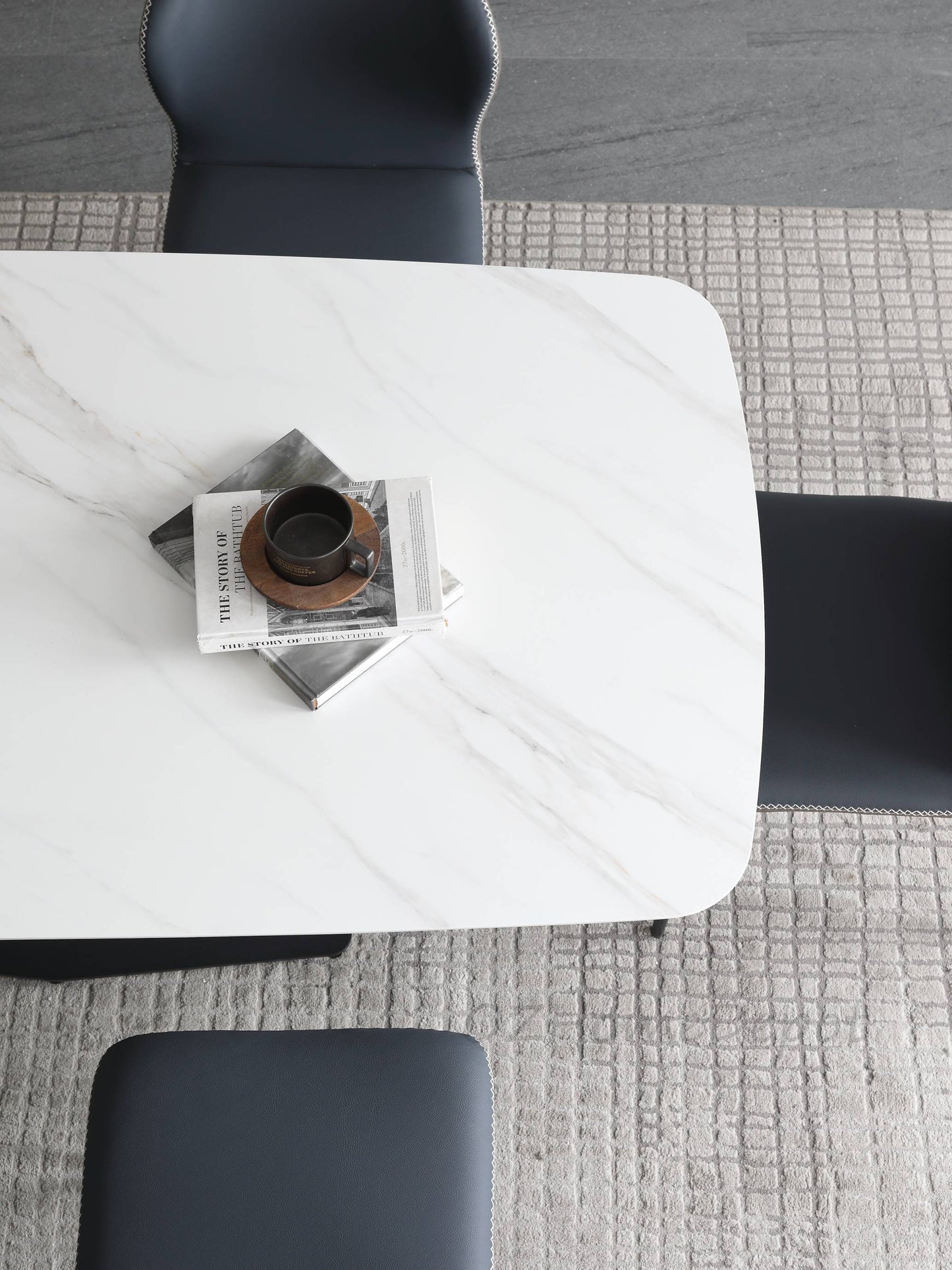Lupika Marble Paint Sintered Stone Top Long Dining Table with Chairs Set