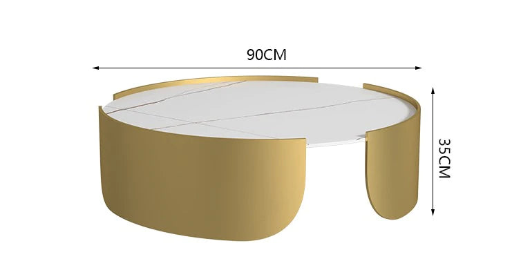 TINA Ceramic Top Coffee Table Nesting Coffee Table/Ceramic Table Top/Golden powder-coated steel legs