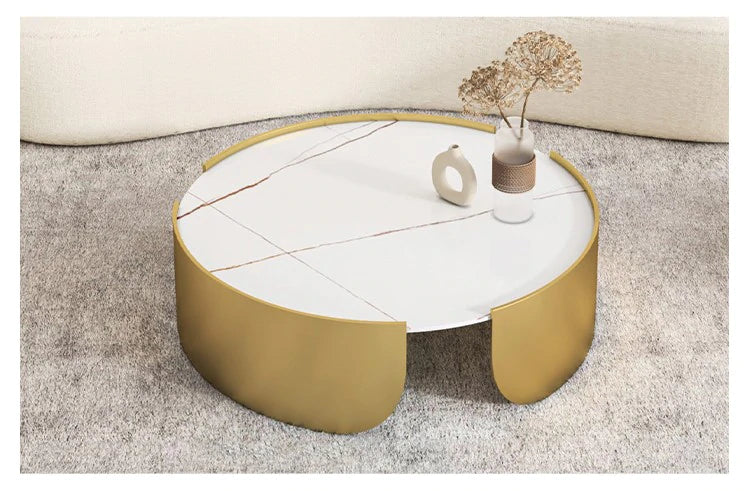 TINA Ceramic Top Coffee Table Nesting Coffee Table/Ceramic Table Top/Golden powder-coated steel legs