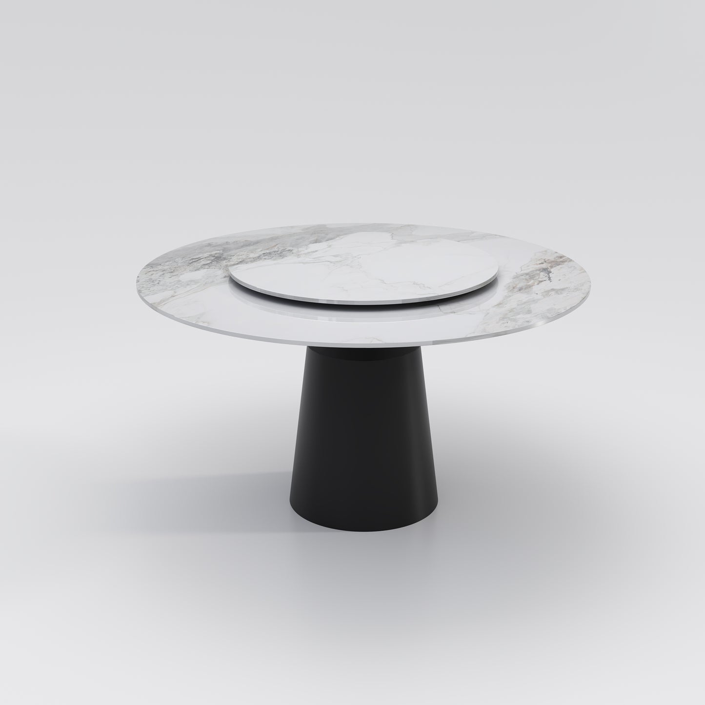 HOURGLASS Sandglass Black Base with Chanel Sintered Stone Round Dining Table – Multiple Sizes | 9090