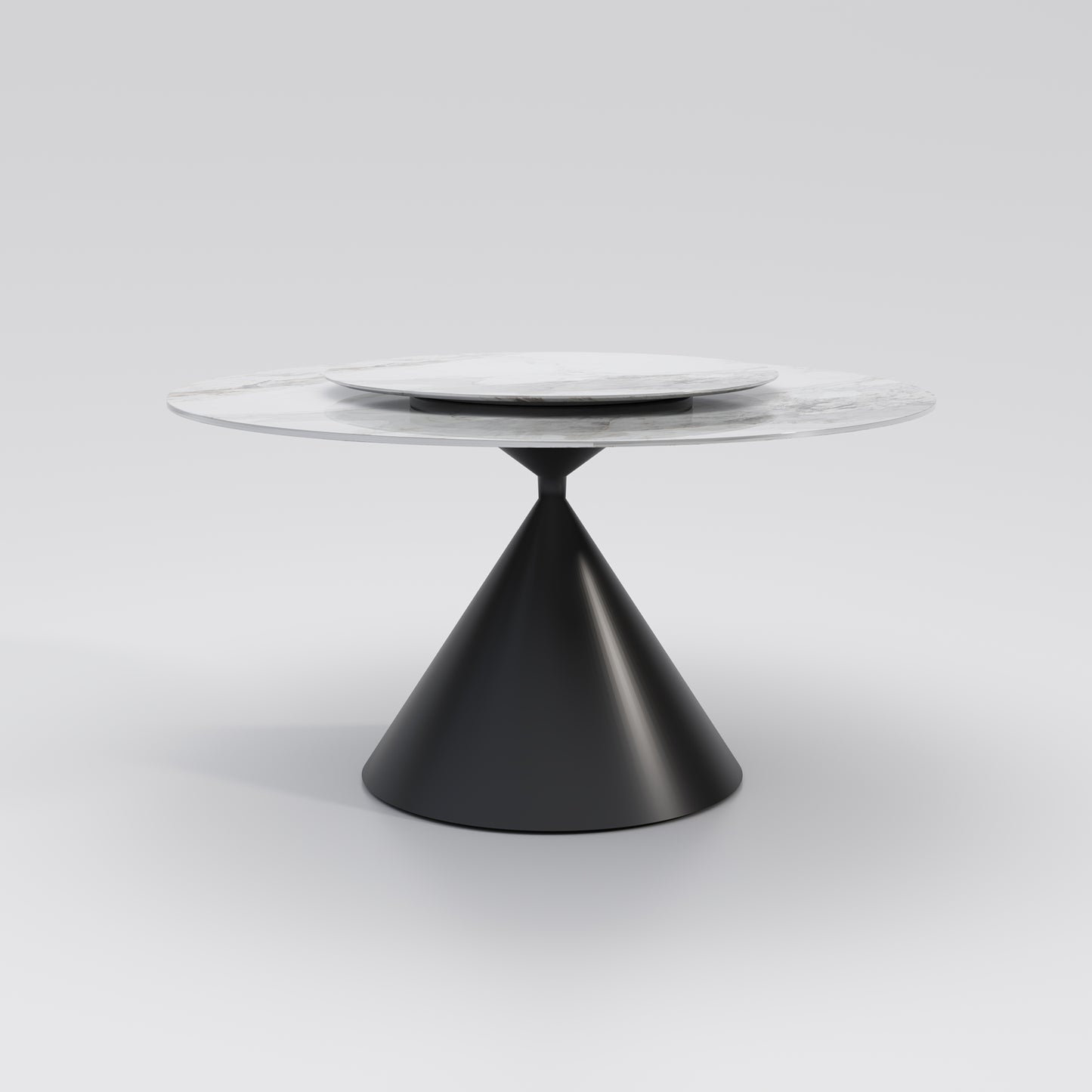 HOURGLASS Sandglass Black Base with Chanel Sintered Stone Round Dining Table – Multiple Sizes | 9090