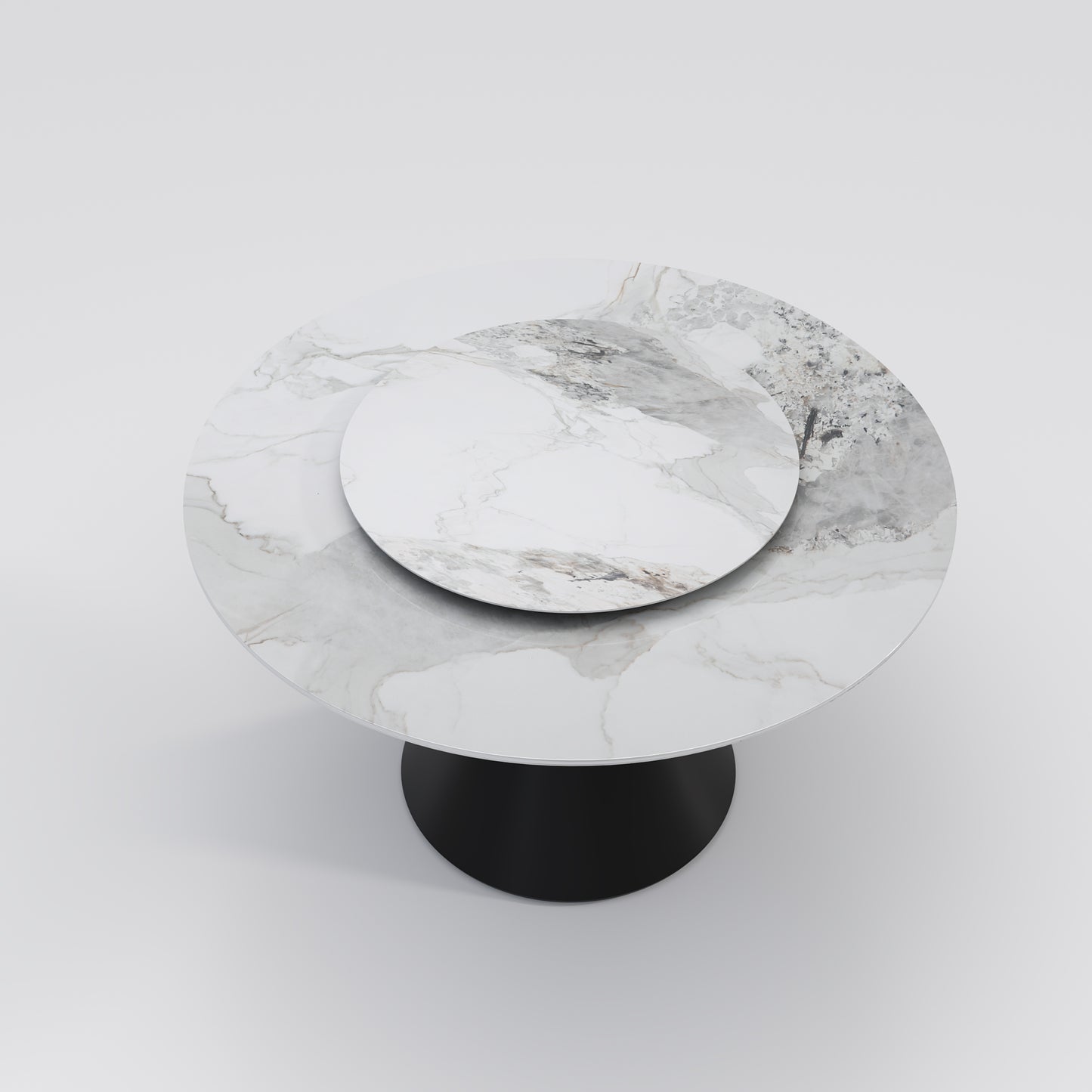 HOURGLASS Sandglass Black Base with Chanel Sintered Stone Round Dining Table – Multiple Sizes | 9090