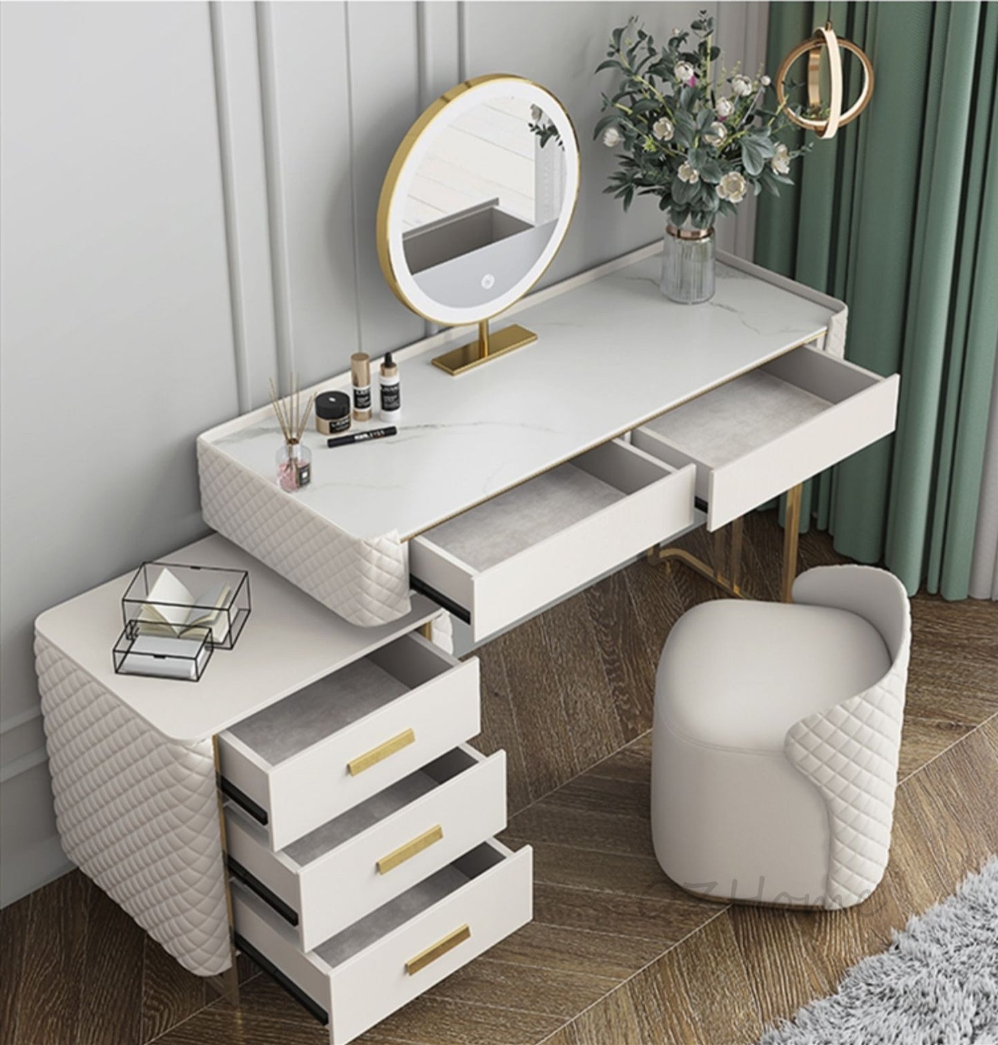 FIORELLA Plus Italian-style luxury stone vanity table with storage cabinet | 6095