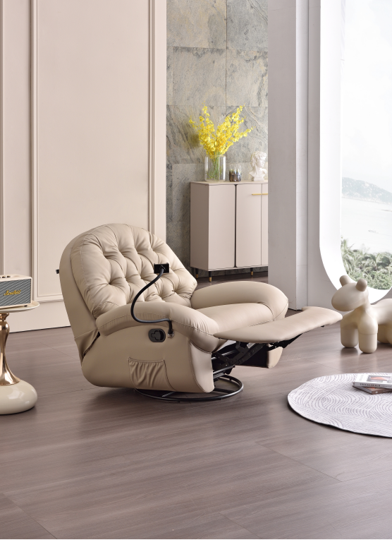 360 Degree Swivel Manual Recliner Chair with Adjustable Phone Holder