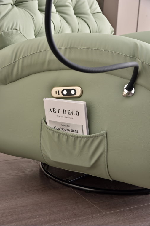【Pre-Order】 Warm Beige & Grey Cat-Scratch Fabric Manual Recliner Chair with Footrest