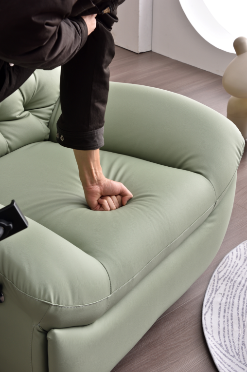 【Pre-Order】 Warm Beige & Grey Cat-Scratch Fabric Manual Recliner Chair with Footrest