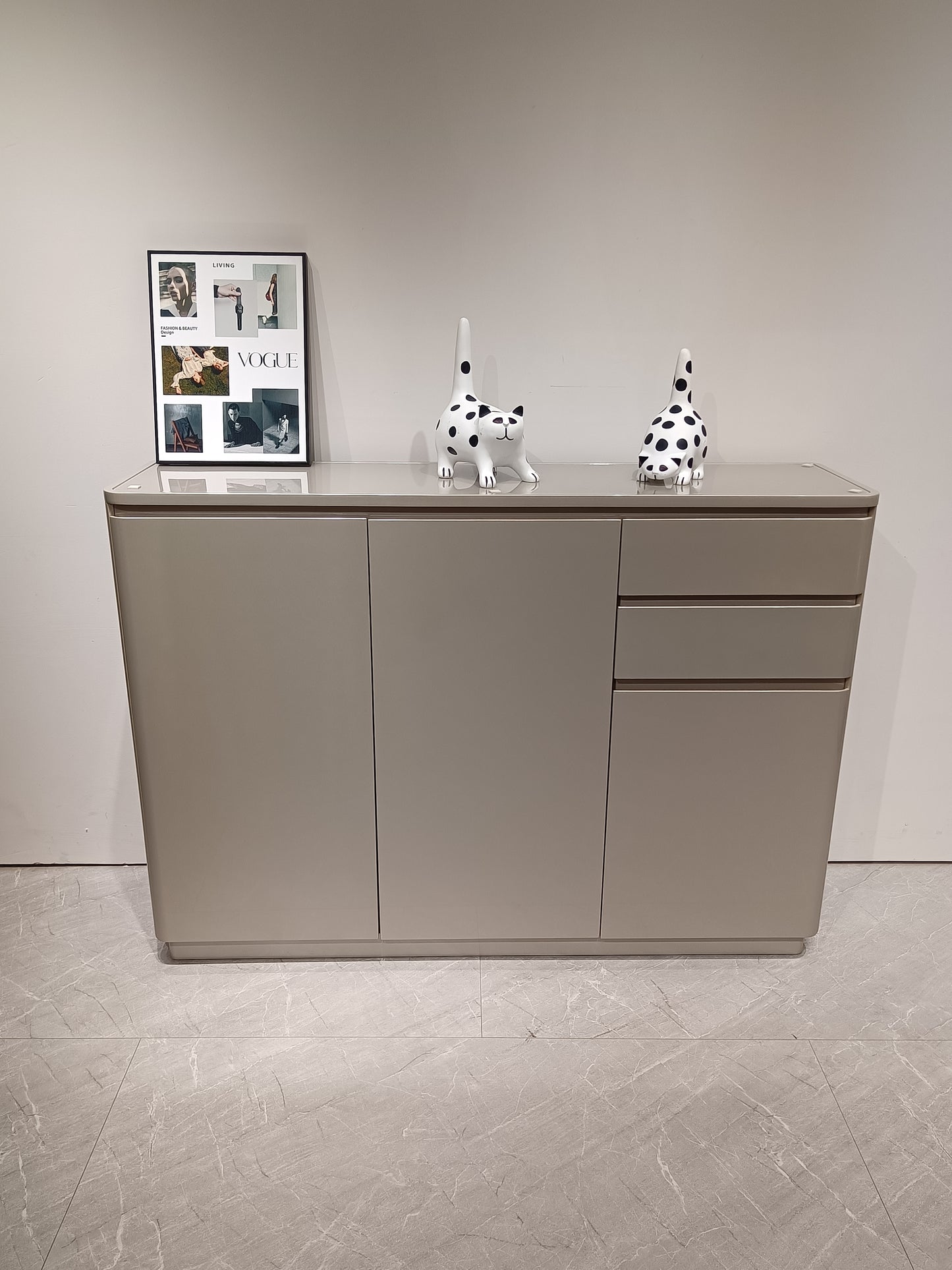 LUXORA Modern High Gloss 3-Door Shoe Cabinet with Tempered Glass Top | Entryway Storage Cabinet | SS-009