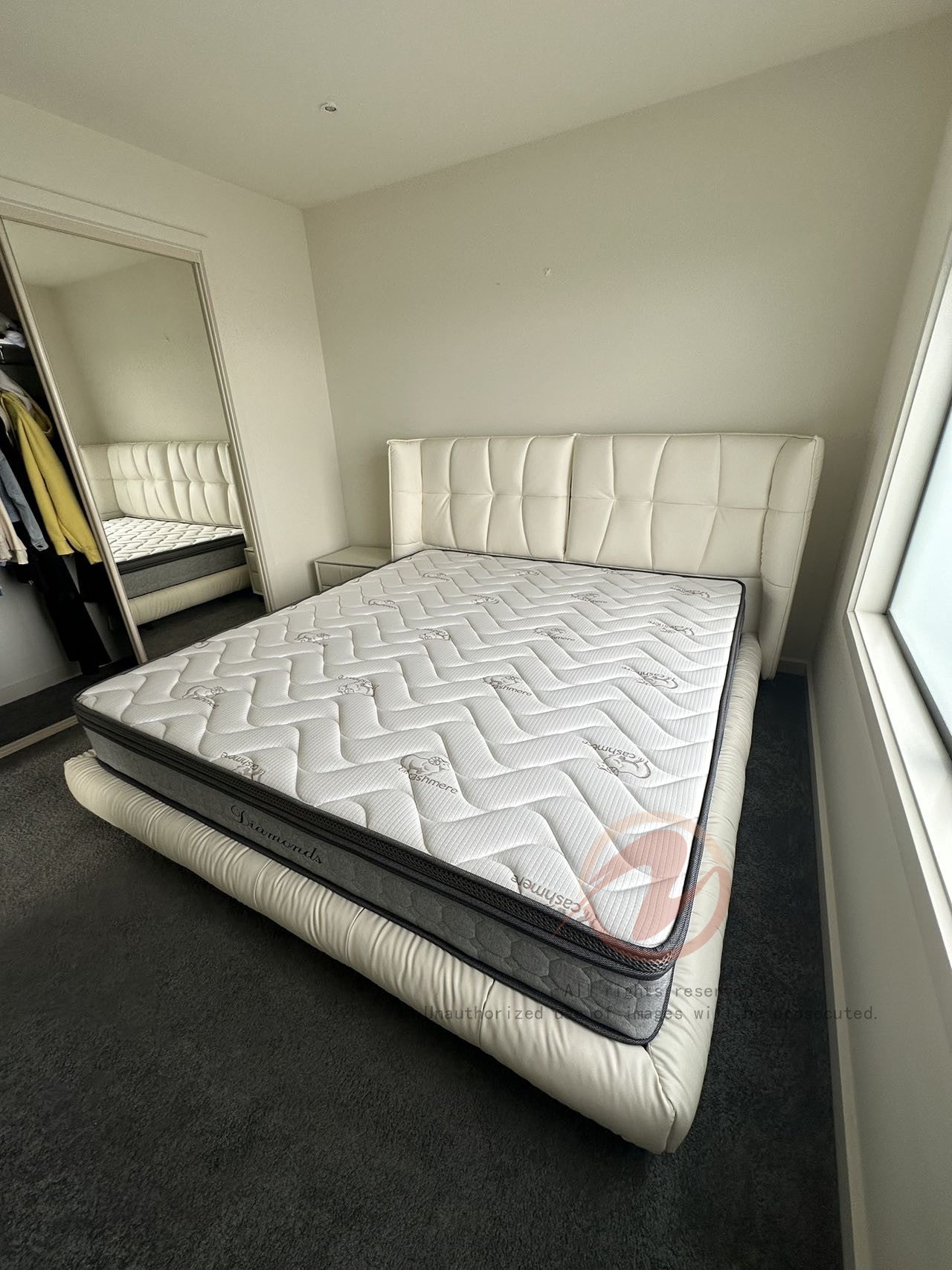 Foggle Luxurious Leather Bed Frame/Premium calf leather /Steel legs/ Queen/ King/