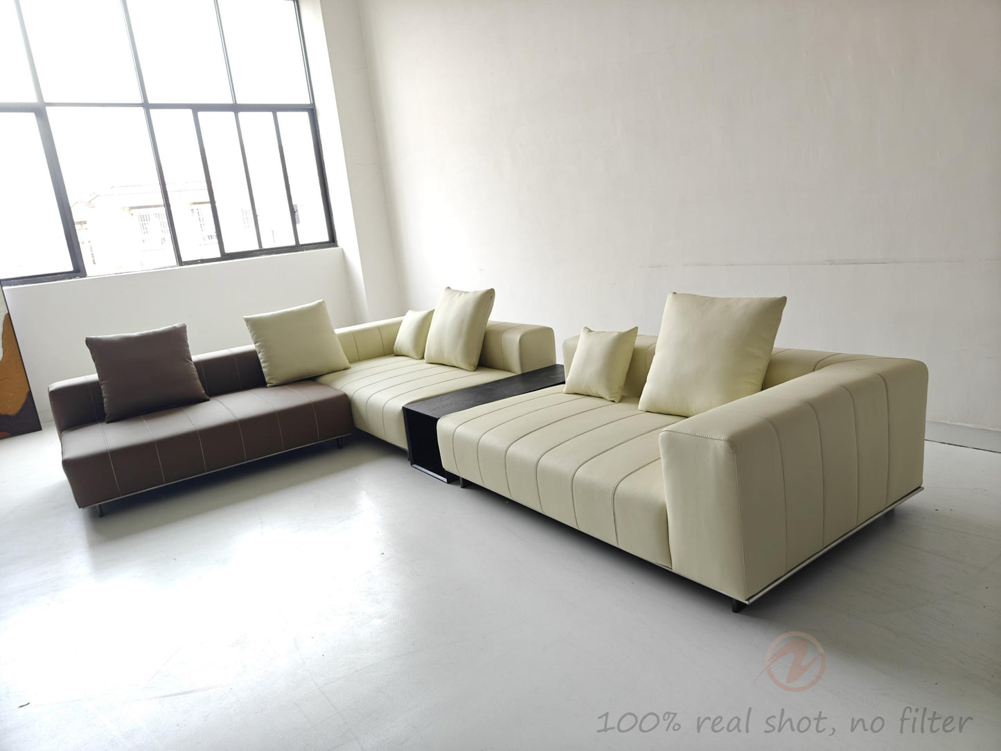 Piano Genuine Leather Oversized Adjustable Modular Sofa with Piano Key Cushions | 1045-352