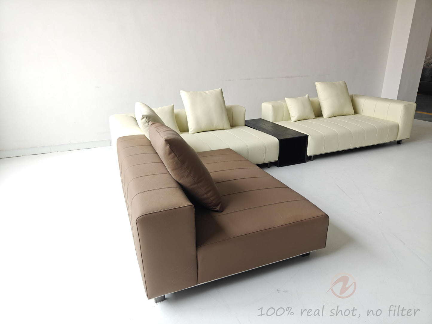 Piano Genuine Leather Oversized Adjustable Modular Sofa with Piano Key Cushions | 1045-352
