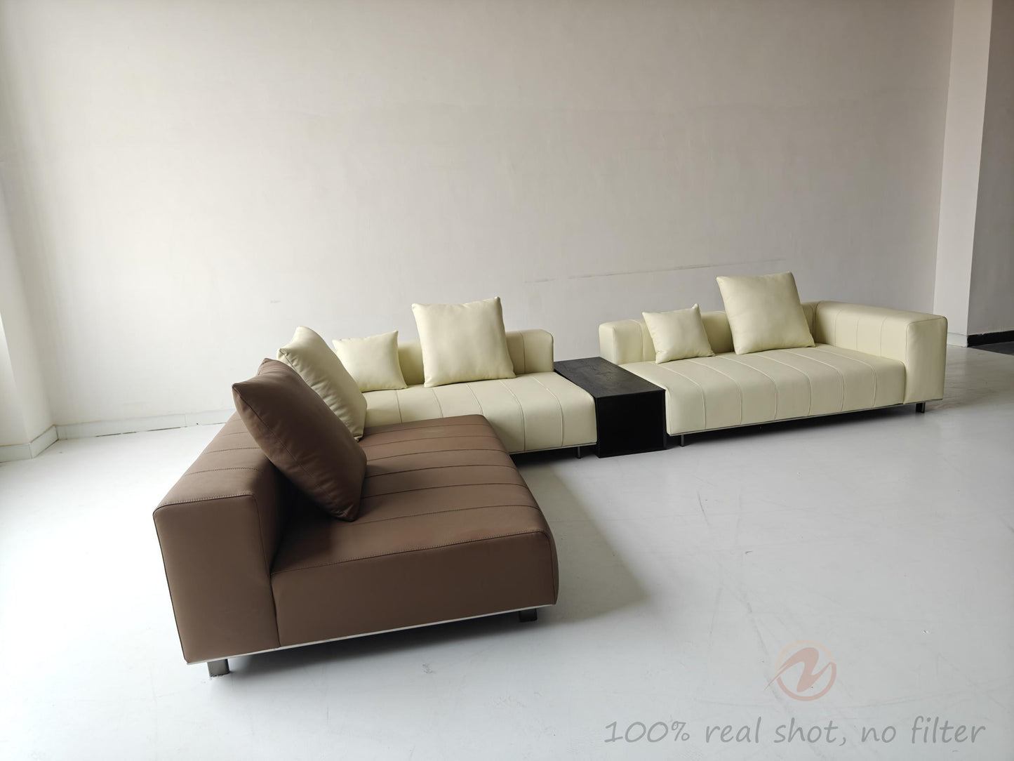 Piano Genuine Leather Oversized Adjustable Modular Sofa with Piano Key Cushions | 1045-352