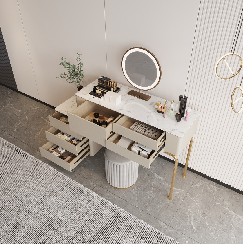TRAGO PLUS Italian Luxury Rock Slate Vanity Table with Storage Cabinet – 6042