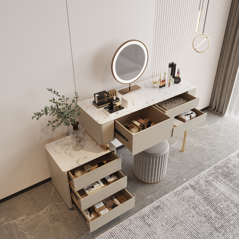 TRAGO PLUS Italian Luxury Rock Slate Vanity Table with Storage Cabinet – 6042