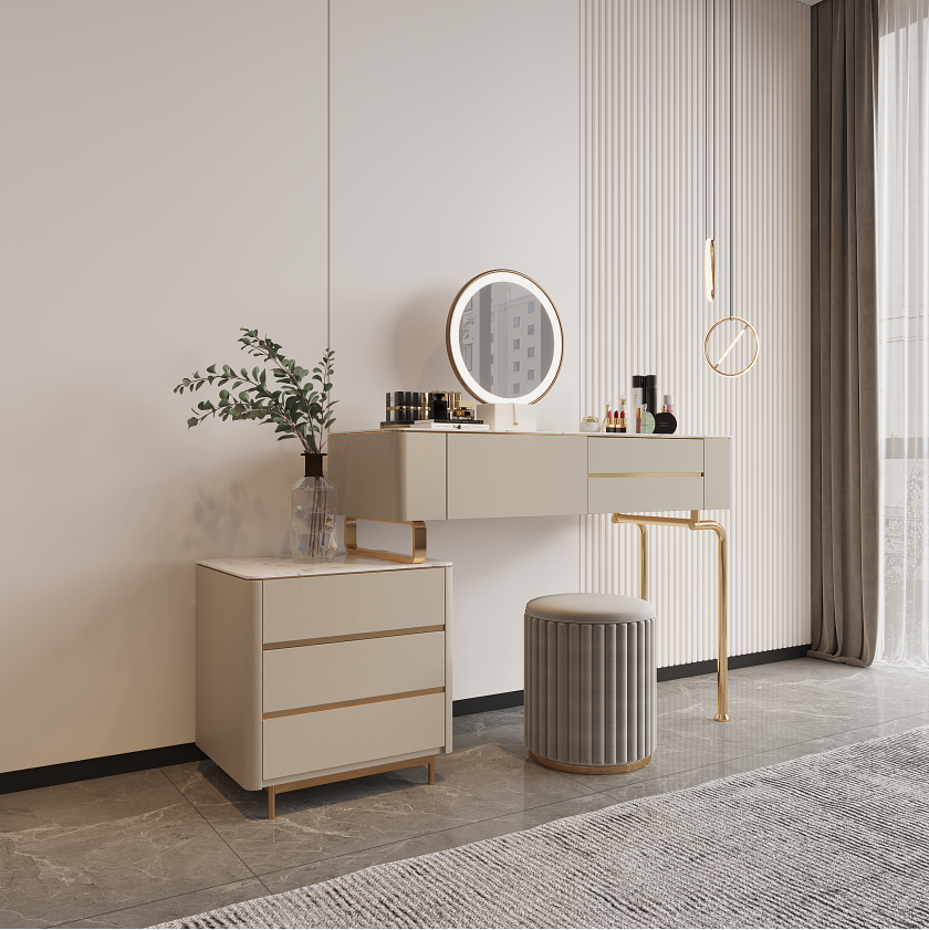 TRAGO PLUS Italian Luxury Rock Slate Vanity Table with Storage Cabinet – 6042