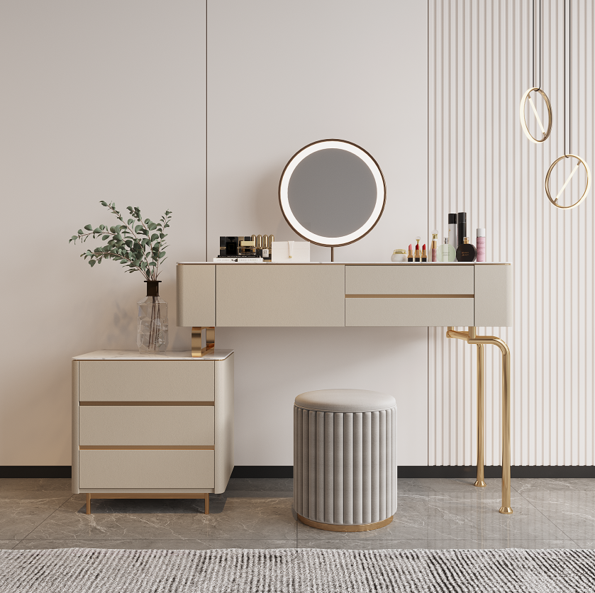 TRAGO PLUS Italian Luxury Rock Slate Vanity Table with Storage Cabinet – 6042