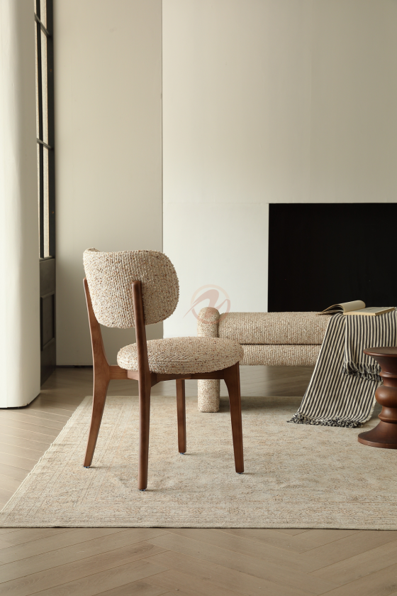 【Made or Order】 VIRIS Luxury Fabric Monet Tweed Dining Chair – Multi Colors | 4122