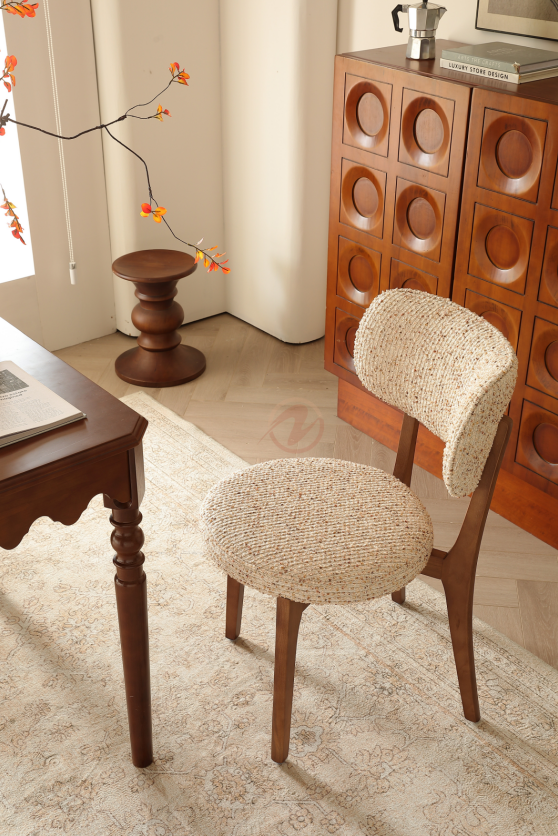 【Made or Order】 VIRIS Luxury Fabric Monet Tweed Dining Chair – Multi Colors | 4122