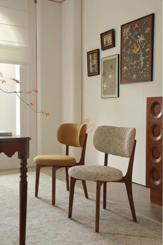 【Made or Order】 VIRIS Luxury Fabric Monet Tweed Dining Chair – Multi Colors | 4122