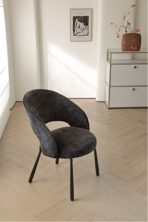 AIVIS Luxury Leather Curved Dining Chair – Black | Custom Colors | 4121