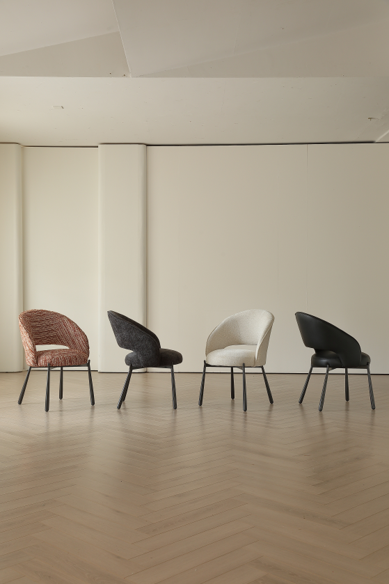 AIVIS Luxury Leather Curved Dining Chair – Black | Custom Colors | 4121