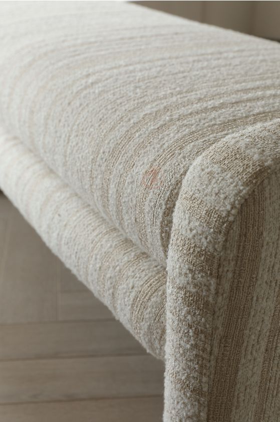 LUNÉA Luxury Woven Fabric Bench – Elegant Curved Upholstery | BB-4131