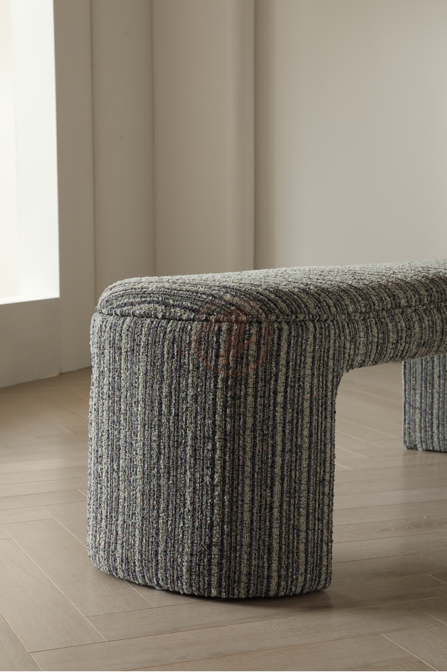 ÉLYSÉ Boho Striped Woven Fabric Upholstered Bedroom Bench | BB-4130