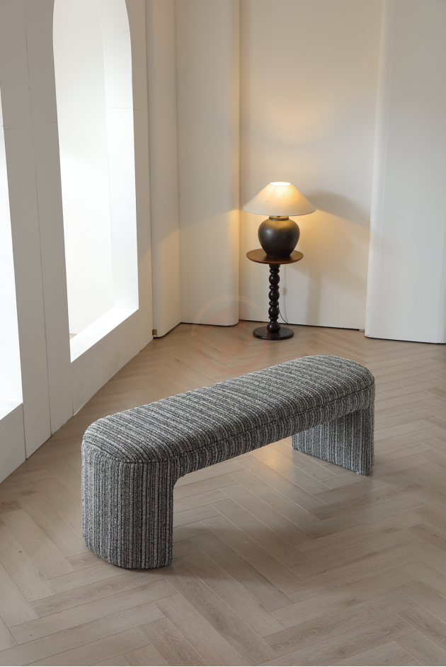 ÉLYSÉ Boho Striped Woven Fabric Upholstered Bedroom Bench | BB-4130