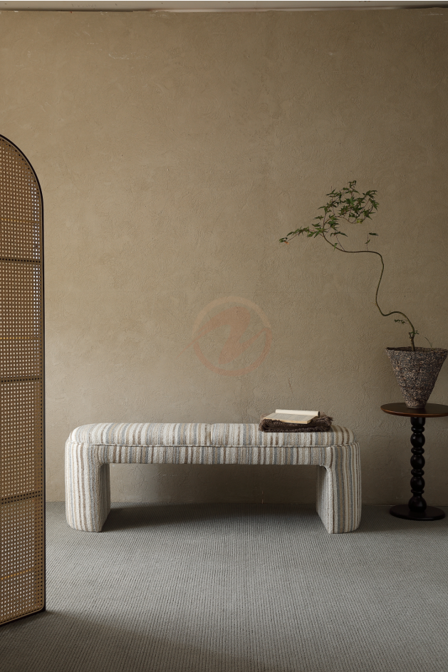 ÉLYSÉ Boho Striped Woven Fabric Upholstered Bedroom Bench | BB-4130