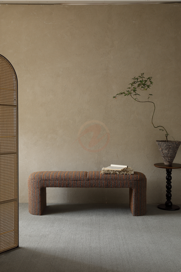 ÉLYSÉ Boho Striped Woven Fabric Upholstered Bedroom Bench | BB-4130