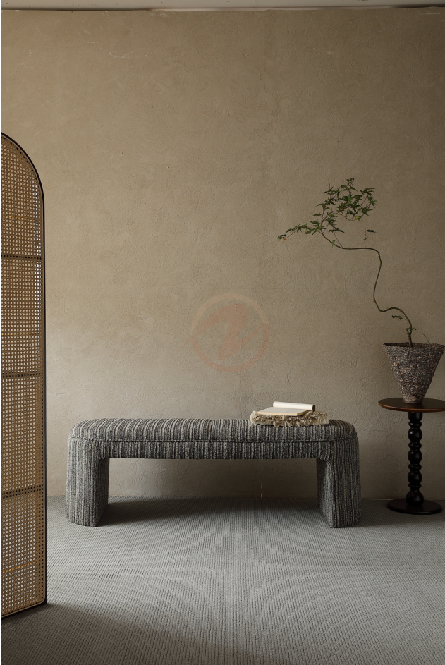 ÉLYSÉ Boho Striped Woven Fabric Upholstered Bedroom Bench | BB-4130