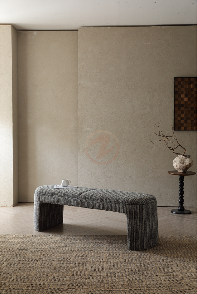 ÉLYSÉ Boho Striped Woven Fabric Upholstered Bedroom Bench | BB-4130