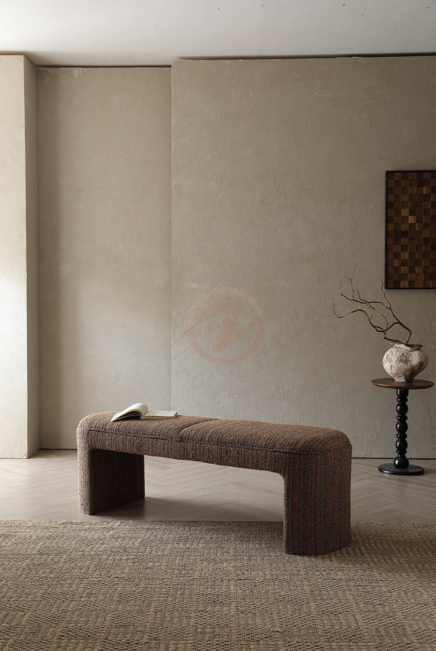 ÉLYSÉ Boho Striped Woven Fabric Upholstered Bedroom Bench | BB-4130