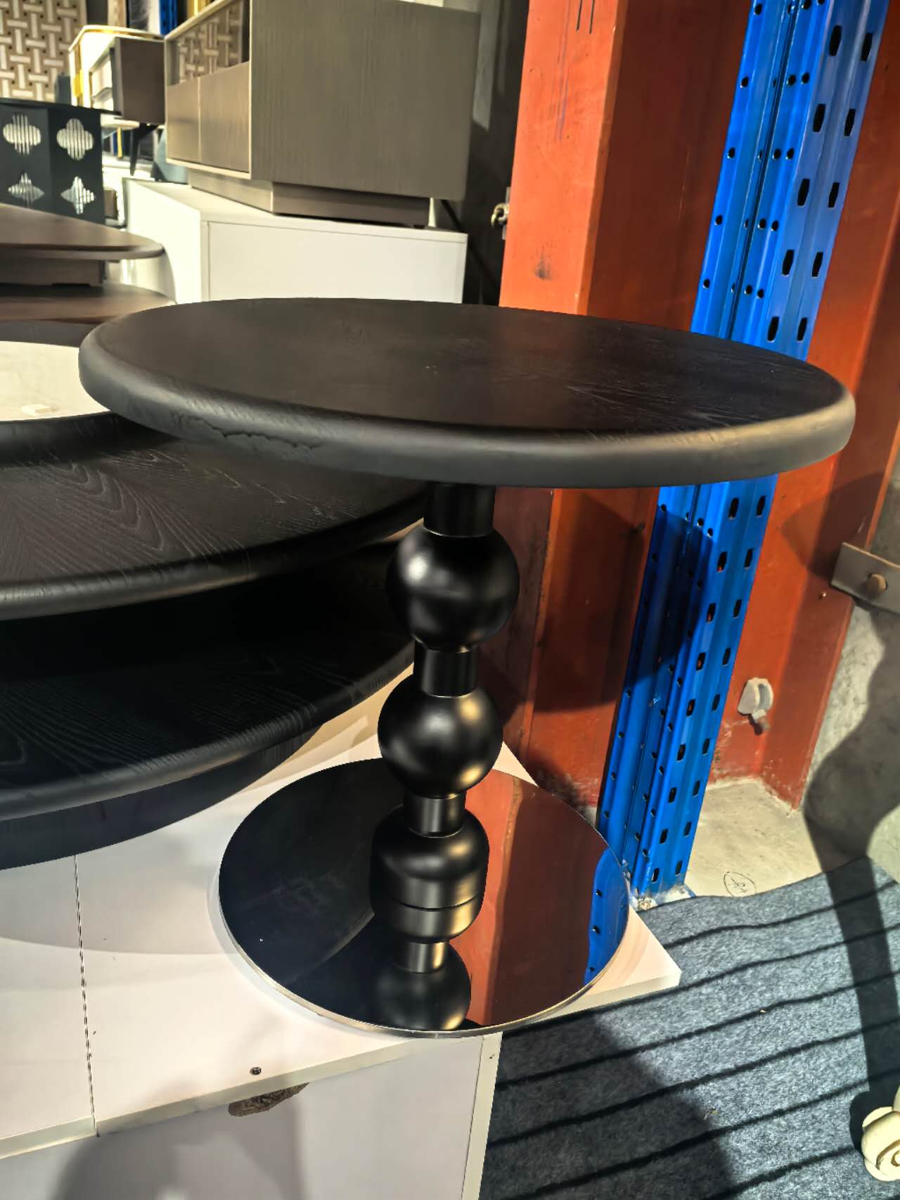 ROWAN Black Double Round Solid Wood & Luxury Stone Coffee Table – 5068