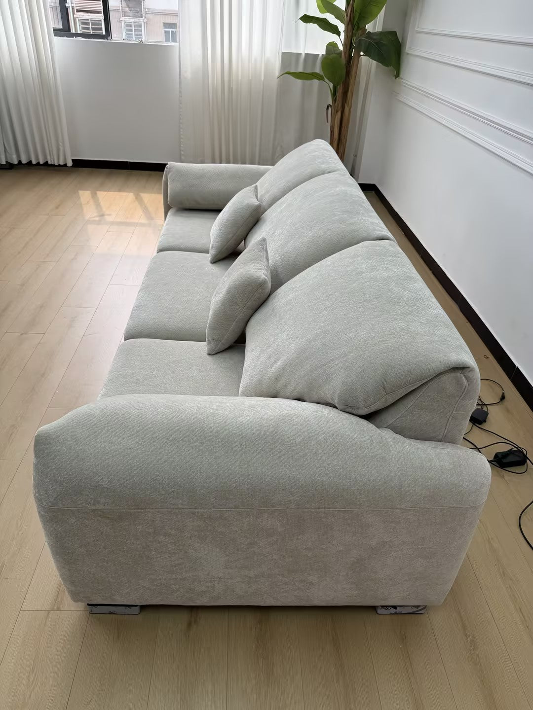 【Wireless Remote Control】Elephant Ear Chenille Electric Modular Sofa Bed